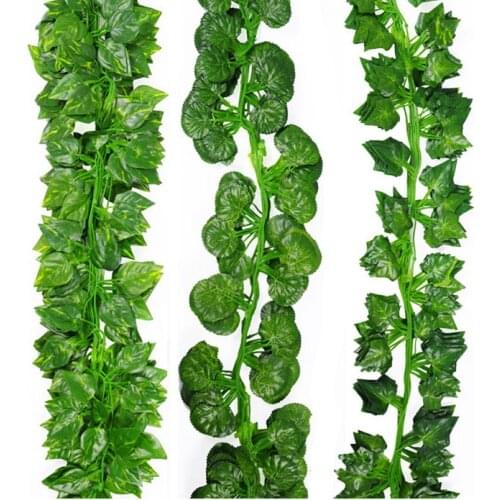 2.2M Long Artificial Plants Green Ivy Leaves Artificial Vine Fake Parthenocissus Foliage Leaves Home Wedding Bar Decora