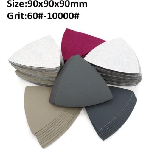 2-20Pcs 90x90x90mm Triangle Flocking Sanding Sandpaper 996A Wet Dry Abrasive Polishing Tool 60-10000 Grit