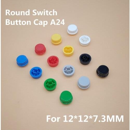 20Pcs A24 Round Button Tactile Push Button Switch Cap For 12*12*7.3 Switch (7 Colors)