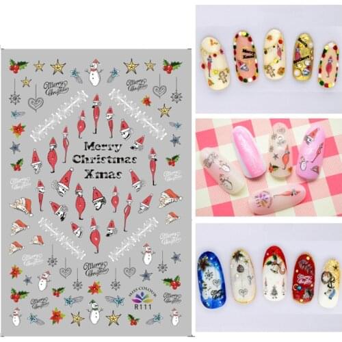 3D Nail Sticker Christmas Line Cute Face Fashion Stickers Autumn Small Adhesive Stickers for Manicure Nail Art Decoration