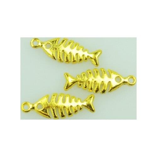 40pcs/lot Fashion gold color Alloy fish Charms Fit Pendants & Necklace Jewelry Findings DIY Handcraft 26*9mm 4128A