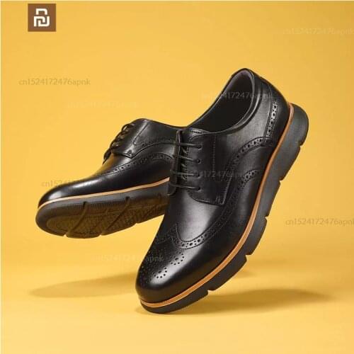 Xiaomi antibacterial business sports derby shoes mens sports elastic outsole leather shoes high quality shoes