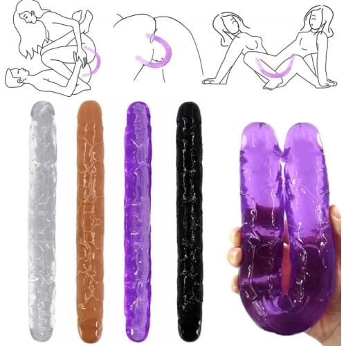 Double head Dildo Long Jelly Realistic Dildo Double Ended Dildo Flexible Big Penis for Women Masturbator Sex Toys for Lesbian
