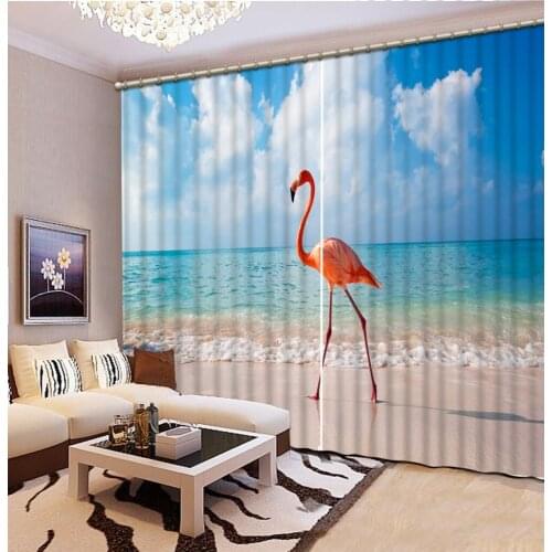 Photo 3D Curtains for Living Room Window beach curtains bird curtain