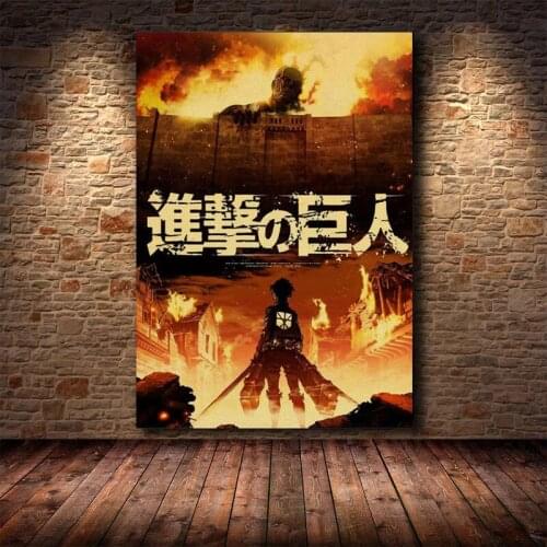 High Definition Printing Japanese Anime Attack on Titan Canvas Poster Creative Picture Wall Art Home Lnterior Decoration Cuadros