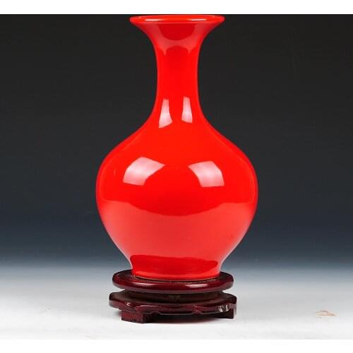 Ceramics red solid color vase home decoration crafts decoration wedding gift