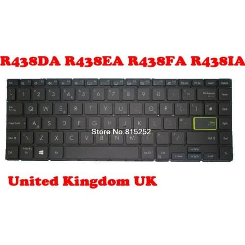 Laptop Keyboard For ASUS R438DA R438EA R438FA R438IA Without Frame Black United Kingdom UK With Backlit