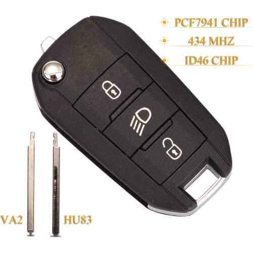 Kutery 3 Buttons Original Car Remote Key Fob 434Mhz ID46-7941 FOR Citroen C3 For Peugeot 208 308 508 2008 2012+ Hella Folding