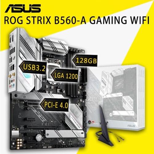 LGA 1200 Asus ROG STRIX B560-A GAMING WIFI Motherboard Intel B560 128GB PCI-E 4.0 M.2 SSD DisplayPort Overlocking B560 Placa-mãe