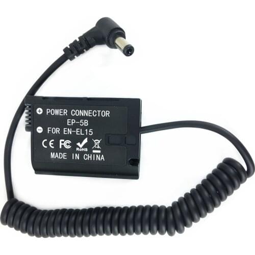 Dummy Battery Coupler Adapter replace EN-EL15 EP-5B + DC Male Coiled Spring Cable for Nikon D600 D610 D750 D7100 D800 D810 EL15A