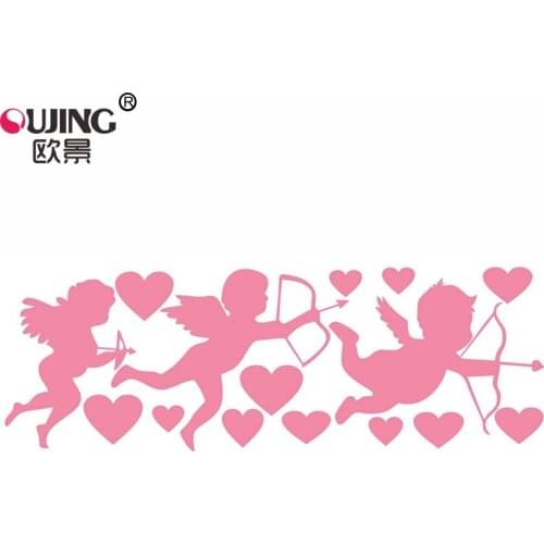 Cartoon Cupid Love Little Angel Hearts Wall Sticker Baby Rooms Bedroom Valentines Day Gifts Wall Decals Wedding Decor Art Mural