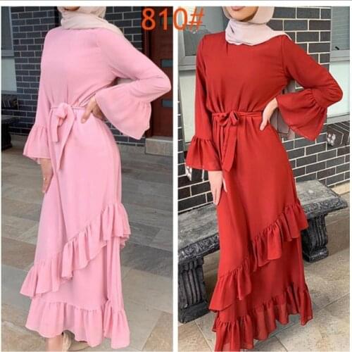2021 new Arab Girls Turkish Muslim Dress Islamic Daily Leisure Spring and Autumn Net Red Robe