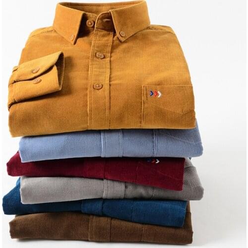 New Arrival Autumn/winter Warm High Qualtiy 100% Cotton Corduroy Men Shirt Long Sleeved Casual Gentleman Man Shirts Male Brand