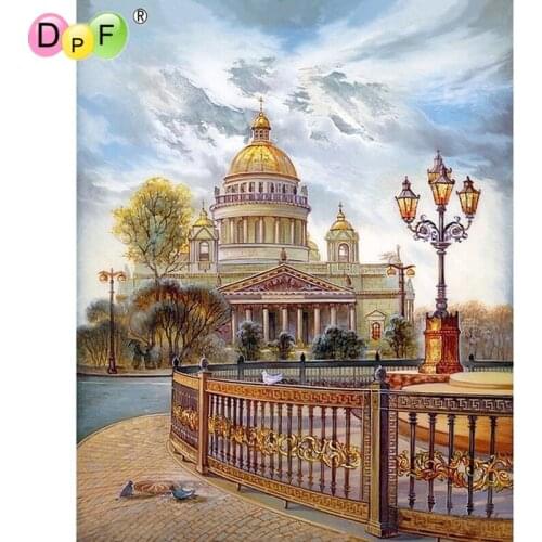 New arrive Castle street 3d DIY Diamond Embroidery scenery Mosaic Diamond pattern Cross Stitch Rhinestones home decor Painting