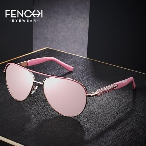 FENCHI Pink Blue Sunglasses Women Brand Designer Pilot Women Glasses Rose Gold Pink Frame Zonnebril Dames Oculos Feminino