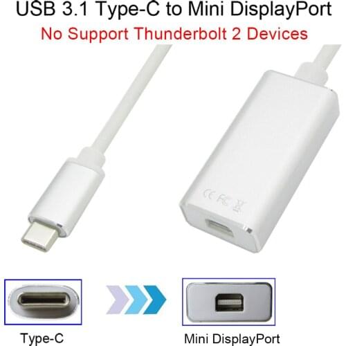 USB 3.1 Type C Male to Mini DisplayPort Female 4K UHD Adapter Thunderbolt 3 4 to Mini DP Converter for MacBook Pro