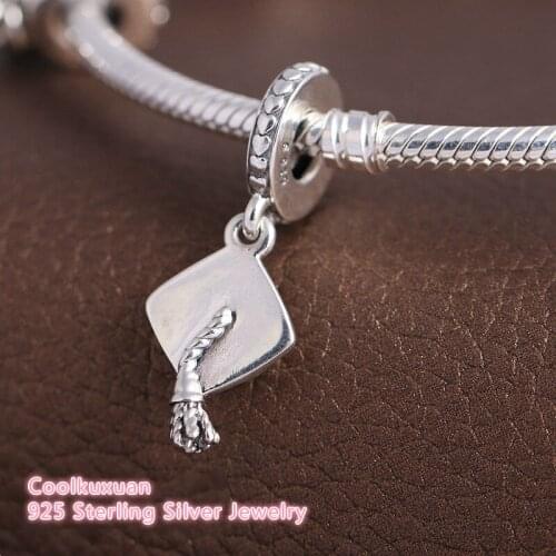 2019 Mothers Day Gift Graduation Cap Hanging Charms Vintage 100% 925 Sterling-Silver-Jewelry Fits Brand bracelets