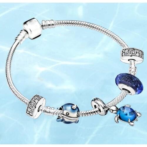 Silver-plated Chain Charm Ladies Children Bracelet Diy Narwhal Lucky Pendant,For Womens Childrens Bracelet Holiday Travel Gift