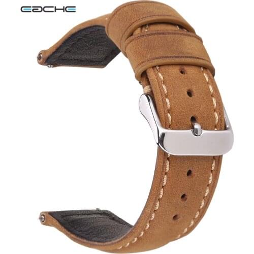 EACHE 20mm 22mm Genuine Leather Watch band Light brown dark brown Matte Retro leather Watch Strap with Quick Release Spring bar