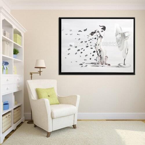 Hand-painted modern european living room wall art picture home decoration abstract Cute dog oil painting on canvas art no framed