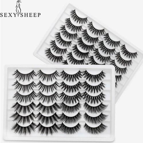 SEXYSHEEP 12 pairs of false eyelashes 3D natural fluffy false eyelashes handmade eyelashes mink eyelash extension