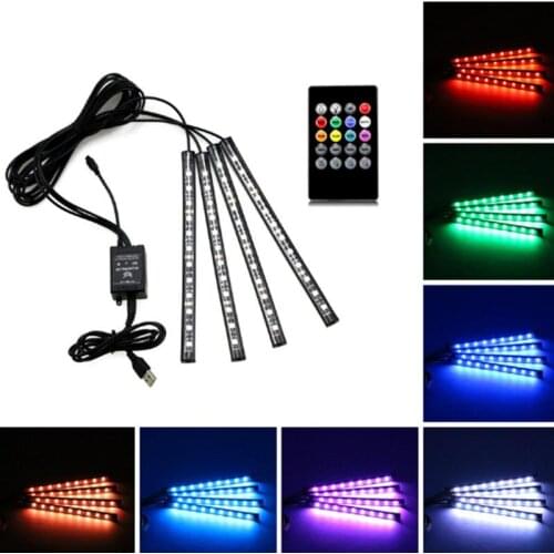 LED Car Foot Ambient Light Car With USB Remote LED Strip 5V Music Control Multiple Mode Auto Interior Decorative Atmosphere Lamp
