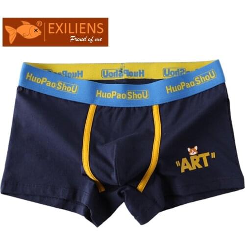 EXILIENS Brand Cotton Boxer Men Underwear Cartoon Cueca Masculina Ropa Interior Hombre Mens Boxers Man Calzoncillos Homme M-3XL