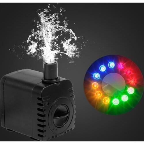 10W Ultra-quiet USB Water Pump with Power Cord IP68 Waterproof for Aquarium Fish Tank Fountain with 12 LED Light