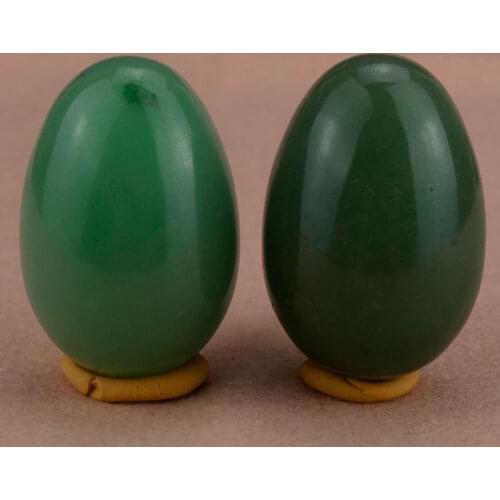 2PCS Natural Jade Egg 45x30mm Green Aventurine undrilled Yoni Egg for Kegel Exercise Crystal Healing Reiki Massager & Relaxation