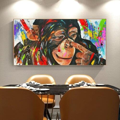 Funny Graffiti Art Monkeys Canvas Painting Gorilla Animal Wall Posters Prints Wall Pictures for Living Room Home Wall Cuadros