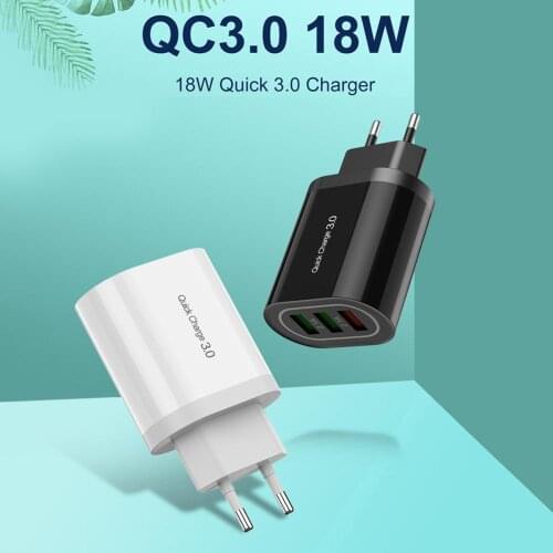 18W QC3.0 Charger 3.0 USB Fast Charging US/EU Wall Mobile Phone Charger Black/white Adapter For IPhoneXS XS Max For Xiaomi