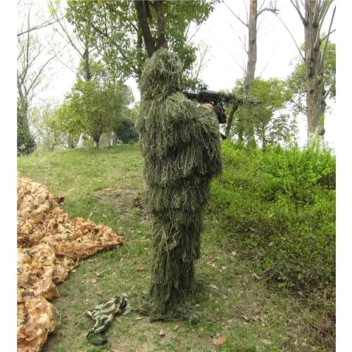 Green Camouflage yowie Suit Hunting Clothing Sniper suit Ghillie Suit Paintball Tactical Suit Halloween costume Free shipping