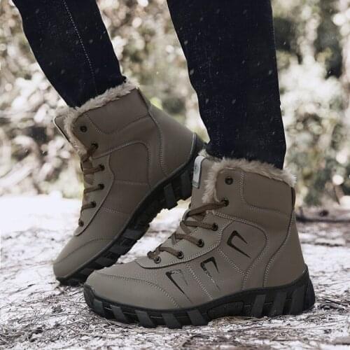 2020 winter snow boots women leather outdoor hiking shoes men and women couple models plus velvet thick high-top shoes women