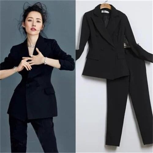 Fashion casual suit suit female New British wind double-breasted professional slim fashion small suit women sizeXS-2XL