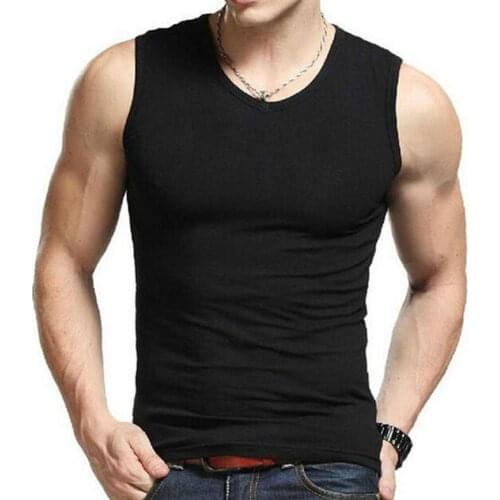 2021 Summer Men Sportwear Vest Solid Color Sleeveless Round Neck Vest Slim Fitness Tank Top Undershirt Mens Sport Workout Vest