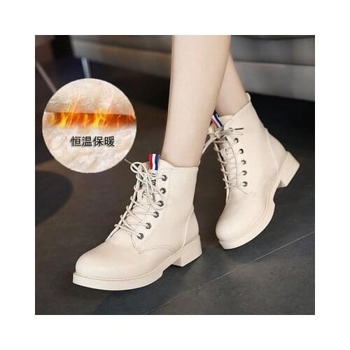 Size 34-43 2021 Winter Children Real Leather Ankle Boots Fashion Shoes student Short Winter Warm Boots Platform Heel Footwear