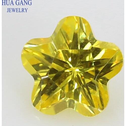 Golden Pentacle Plum Shape Brilliant Cut CZ Stone Synthetic Gems Yellow Cubic Zirconia For Jewelry Size 3x3~10x10mm
