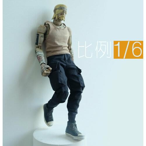 1/6th Soldier Trendy Black Big Pants Pocket Pants Model for 12" Action