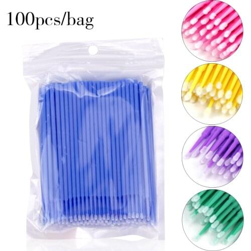 100Pcs/bag Disposable Micro Brush Cotton Swabs Makeup Eyelash Brushes Micro Mascara Brush Eyelashes Individual Lash Remover