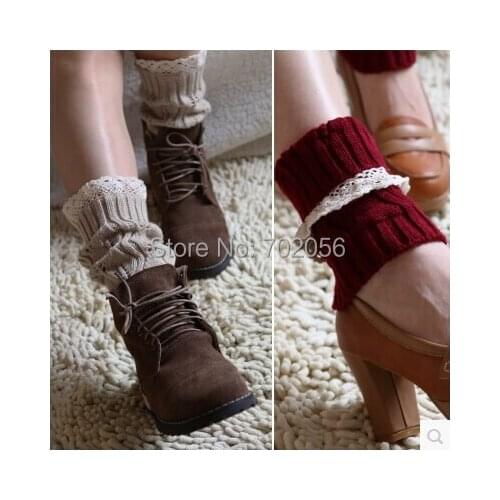 2016 Lace knitted booty Gaiters Boot Cuffs Leg Warmers Ballet Dance Boot stocking burn out Boot Covers Fashion 8 colors #3705