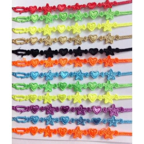 24pcs/bag wholesale handmade heart & star shape lace macrame bracelet italy style jewelry for women 19 styles mix color randomly