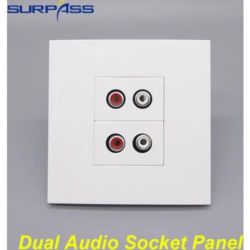 86 Type Two Ports Red & White Audio Panel Solderless Wire Wall Plate Socket Keystone Faceplate Lotus Multimedia AV Socket