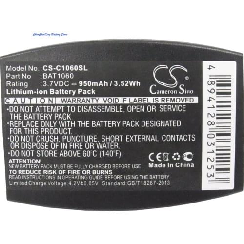 Cameron Sino 950mAh Battery BAT1060, CP-SN3M, XT-1 for 3M C1060, C1060 Wireless Intercom, RF1060, T-1, T-1 drive-thru headsets