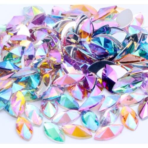 Acrylic Rhinestones Horse Eye Pointed Face 5X10mm-7x15mm Flat back AB Colors Glitter Stone Beads DIY Nail Art Craft Decoration