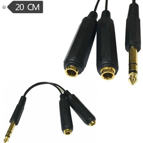6.35mm one-to-two audio cable 6.5 male to double 6.5 female big three-core to big two-core female adapter cable