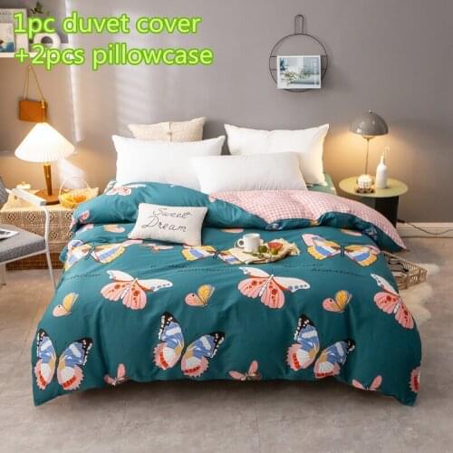 Butterfly duvet cover sets cotton blue quilt cover single double queen king fashion bedding sets 2pc pillowcase comforter cover