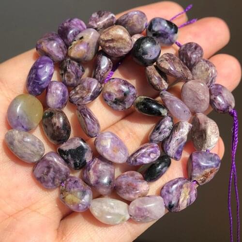 8-10mm AA Natural Stone Beads Irregular Genuine Charoite Stone Beads For Jewelry Making Bracelet Necklace 15inche