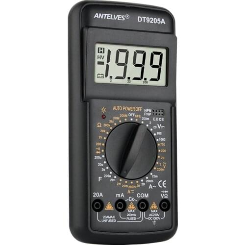 Multimeter Digital Measurement Voltage Tester Current Resistance Capacitance Diode Test Carrying Buzzer HFE Manual Range