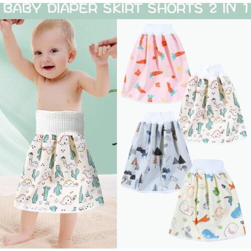 Baby Reusable Diaper Training Skirt 2 in 1 Cotton High Waist Waterproof Diaper Skirt Children Cloth Diaper Urination Skirt#g4