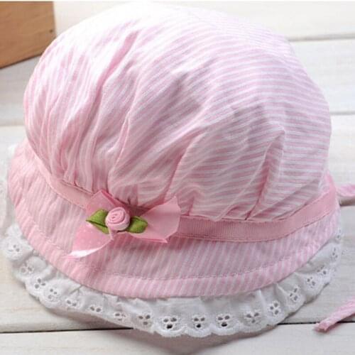 Baby Caps Lovely Lace Bowknot Summer Girl Hat Childrens Baby Striped Sun Hat Cap For Kid Chirldren